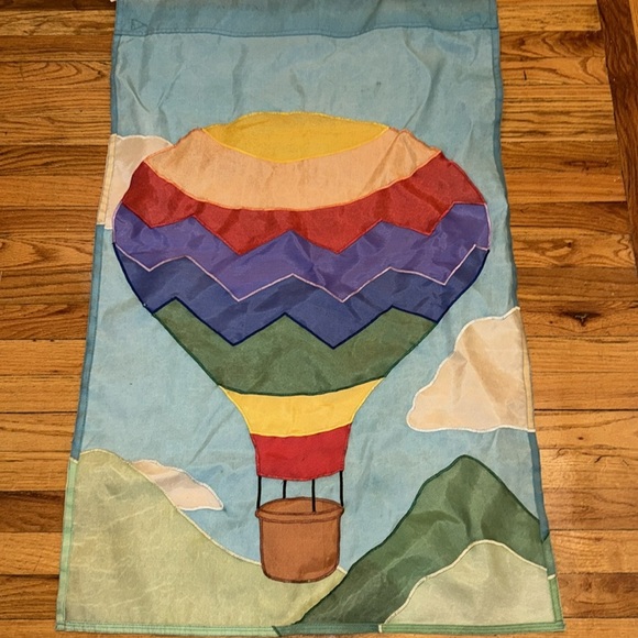 Outdoor hanging flag. Hot air ballon. Multi colored. Handmade. Size 42” by 27”. - Picture 2 of 6